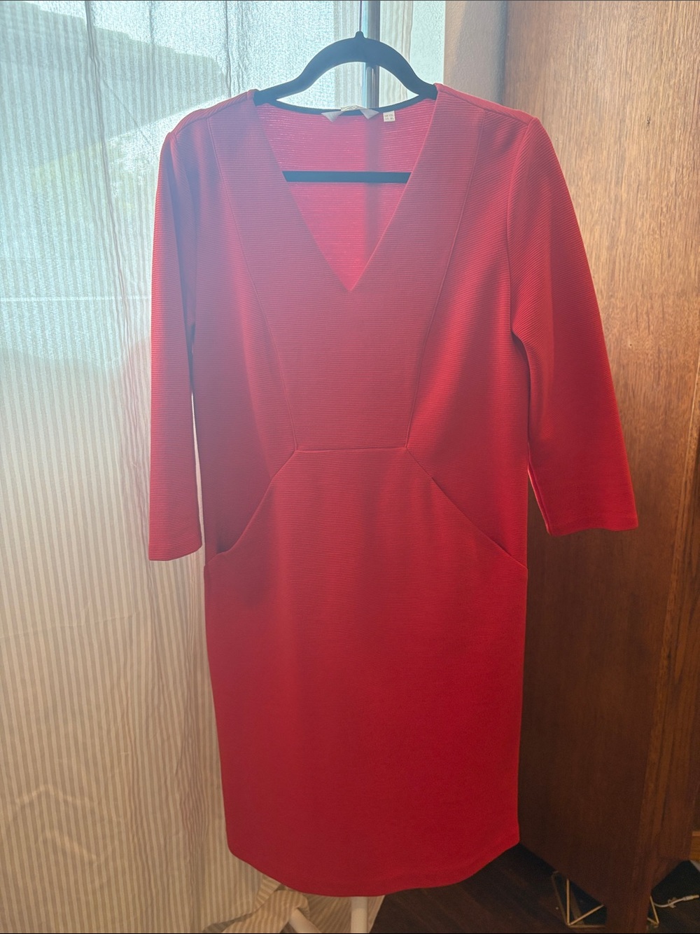 Boden Red V-Neck Midi Sheath Dress
